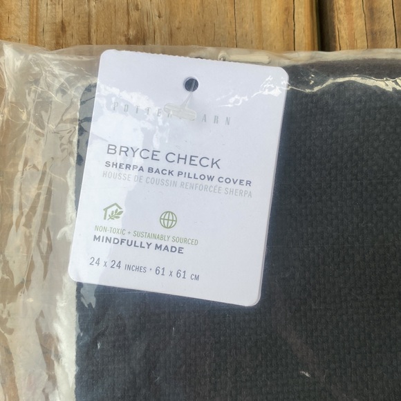 Pottery Barn Red and Black Bryce Sherpa Back Check Pillow Cover - Picture 3 of 16